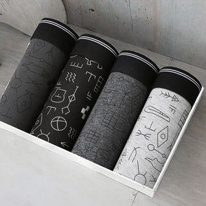 Caleçons Boxers Homme HUANZHI Nouveau Design en Coton Respirant Tricoté Sans Couture Motif Imprimé Taille Classique Américaine – Vente en Gros - Product Image 3