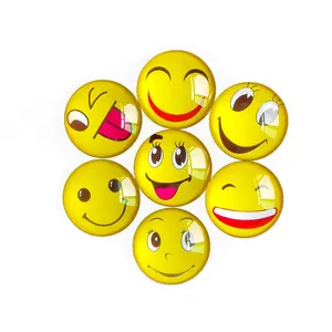 Fast Delivery Three-dimensional Clear Round Crystal Glass Fridge Magnet Happy Face Smiley Face Fridge Magnets