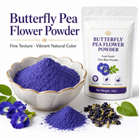 Poudre d'extrait de fleur de pois papillon LongBio, qualité alimentaire, soluble dans l'eau, couleur bleue naturelle, en vrac pour boissons, pâtisseries, desserts, thés, OEM