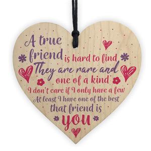<strong>Personalised</strong> Handmade <strong>Wooden</strong> Hanging Heart Plaque Wall <strong>Sign</strong> Motivational Message Present for Your Best Friendship Gift - Product Image 1
