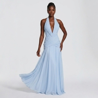 Robe longue chic 2026 sans manches, col en V, dos nu, élégante et ajustée, pour anniversaire, mariage, été, pour femme