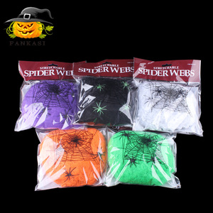 Decoración de Halloween, bolas de malla de algodón con arañas, accesorios para fiestas en interiores, para casa embrujada, tema de cementerio, 60G, poliéster, redondas - Product Image 5
