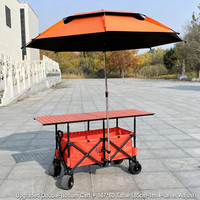 Chariot de marché pliable compact, nouveau modèle, avec grande table et auvent relevable