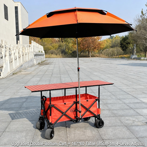 Carrito de Puesto de Mercado Plegable <span class=keywords><strong>Pequeño</strong></span>, Nuevo Modelo con Mesa Grande y Toldo Elevable - Product Image 1