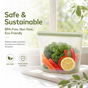 Reusable Silicone Food Storage <b>Bags</b> Airtight Leakproof <b>Meal</b> <b>Prep</b> Freezer Microwave Dishwasher Safe Eco Friendly Sandwich <b>Bags</b> - Product Image 1