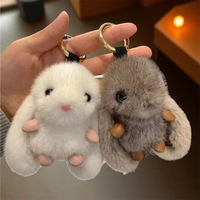Pendentif lapin mignon à grandes oreilles en fourrure imitation vison, transfrontalier, pour porte-clés de voiture et sac