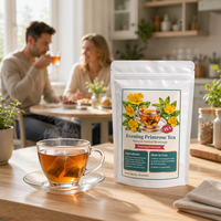 Teh Herbal Evening Primrose, Teh Bunga Campuran, Kemasan Kotak 20 Sachet, Herbal Alami, Suplemen Diet
