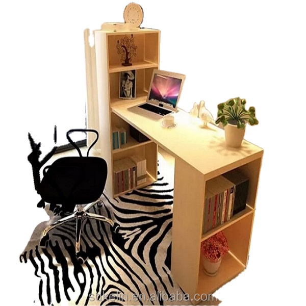wood melamine bookcase with table