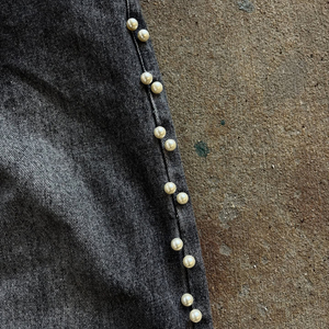 Мужские джинсы-багги из денима с эффектом кислотной стирки, ручной росписи, с бусинами, винтажные, в стиле хип-хоп, уличная одежда, высокое качество, OEM-производство - Product Image 3