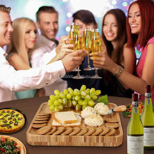 2026 nouvelle planche à découper en bambou personnalisée ensemble planche à fromage en <span class=keywords><strong>ardoise</strong></span> tiroirs coulissants avec 4 couteaux en acier inoxydable - Product Image 6