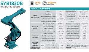 Bras robotisé industriel articulé à 6 axes Sooyee SYB1830B, charge utile de 30 kg, portée de 1830 mm, contrôlé par PLC, haute précision, manipulateur robotique - Product Image 2