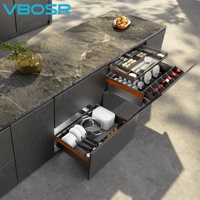 Étagère à épices coulissante en aluminium à fermeture douce VBOSR, organiseur de tiroir de cuisine, panier coulissant hydraulique pour armoires de cuisine
