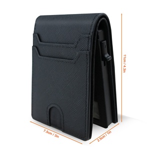 Minimalist Business RFID Blocking <b>Wallet</b> Vintage Leather and Aluminum Automatic Pop-Up Slim Short Length Credit Card <b>Holder</b> - Product Image 6