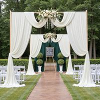 Tirai Latar Belakang Warna Ivory 10x12 kaki untuk Pernikahan, Pesta, Ulang Tahun, dan Foto, 2 Panel Tirai Poliester Bebas Kerut 5x12 kaki