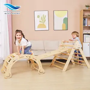 Montessori – jouet triangulaire pliable en bois pour enfant, avec rampe coulissante, ensemble de triangles d'escalade, cadre d'escalade intérieur