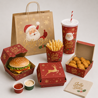 Emballage alimentaire écologique pour les fêtes, boîte en papier kraft personnalisée, conteneur à emporter pour Noël, fournisseur de restauration rapide durable