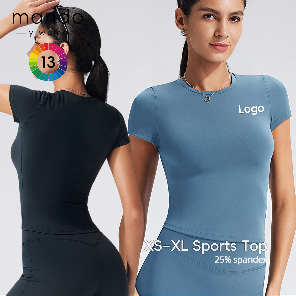 Premium Multi Scene Black Blue Crew Neck Women's Workout T-Shirt for Yoga Pilates Running Dance Casual Daily Wear