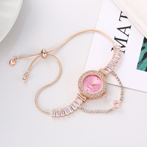 Elegante reloj de mujer con incrustaciones de diamantes, estilo coreano, reloj con brazalete extraíble. - Product Image 3