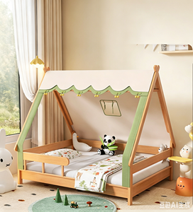 Muebles de Dormitorio, Cama Infantil Suspendida de Madera Maciza, Cama Doble para Niñas con Diseño de Princesa y Corona Rosa - Product Image 6