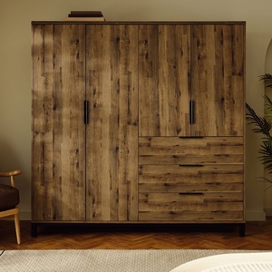 <span class=keywords><strong>Armario</strong></span> Moderno Personalizado <span class=keywords><strong>con</strong></span> 4 Puertas y 3 <span class=keywords><strong>Cajones</strong></span>, Diseño Plano Independiente, Revestimiento de Madera Melamina, <span class=keywords><strong>Armario</strong></span> <span class=keywords><strong>Pequeño</strong></span> de Almacenamiento - Product Image 3