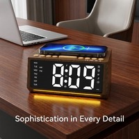 Horloge de table polyvalente 4-en-1 avec chargeur de téléphone sans fil, haut-parleur, radio FM, veilleuse et cycle de couleurs RGB – Vente en gros OEM/DOM