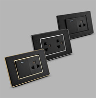 Enchufe de Pared Multifuncional Negro Serie TEP 118 con Interruptor, Panel de PC, Tipo Americano, Interruptor de Luz Simple o Doble