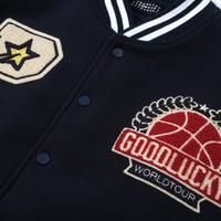 Vestes de baseball et de basketball rétro bleu marine pas chères pour hommes, style universitaire, avec patchwork et lettres brodées, légères