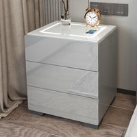 Table de Chevet Intelligente avec Serrure à Empreintes Digitales, Chargement USB en Bois Blanc, pour Chambre à Coucher