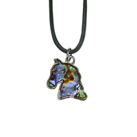 Collier classique pour enfants avec pendentif cheval en coquille de Paua et cordon noir de 18 pouces