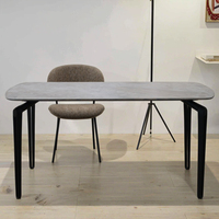 Usine chinoise vend des tables à manger rectangulaires en céramique avec pieds en métal de luxe moderne personnalisés, plateau en verre trempé, pour hôtel