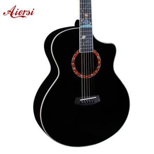 Aiersi Marka Siyah Renkli <span class=keywords><strong>40</strong></span> İnç Uzay Yıldızı Tasarımlı Parlak Boyalı Solid Top Akustik Gitar - Product Image 4