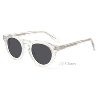 Lunettes de soleil rétro à monture ronde et épaisse, Rivets en acétate