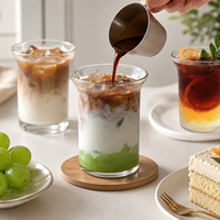 Tasses en verre borosilicate de style japonais de 12 oz, à large bord transparent, conçues pour boire de l'eau, du jus, des mugs pour latte, matcha, soda, thé glacé, café