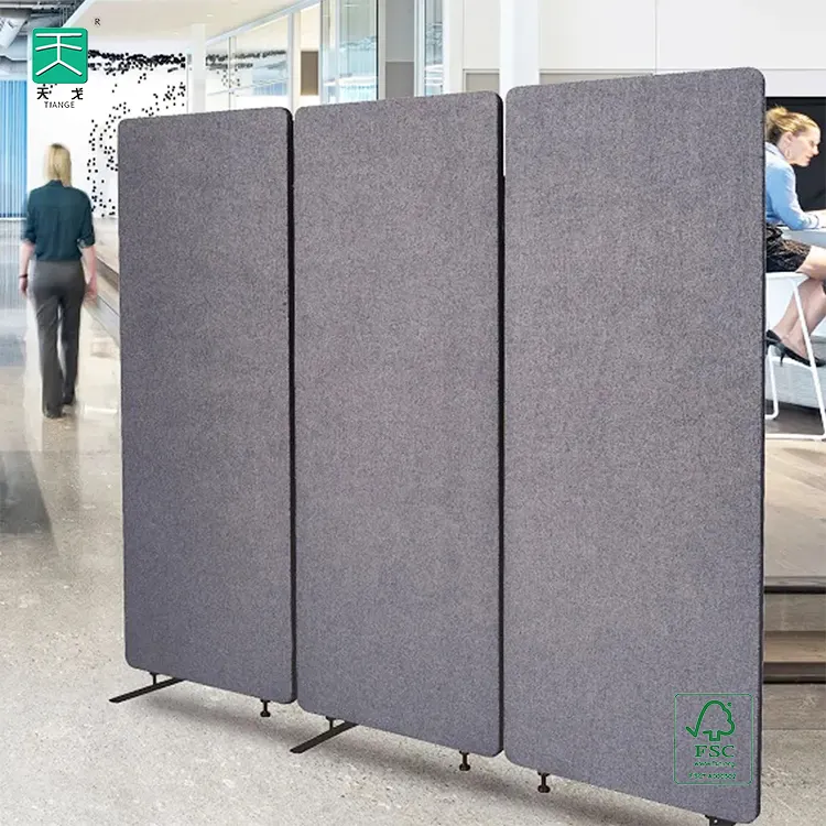 TianGe çalışma alanı hareketli gizlilik kurulu paneli Polyester akustik katlanır bölmeler geri çekilebilir dikey oda bölücü satılık