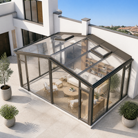 Véranda en verre et alliage d'aluminium de luxe - Design moderne, double vitrage trempé, écologique, pour villa résidentielle, cour et jardin