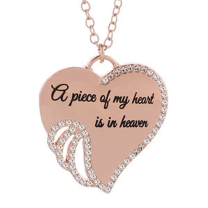 2024 महिलाओं के सोने के दिल और हीरे का पत्र हार लोकप्रिय फैशन के लिए एंजेल पंखों के साथ - Product Image 6