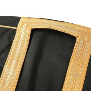 Exquisito vestido de oración étnico de lino y algodón Julia con ribetes dorados, transpirable y antiestático. - Product Image 1