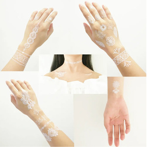 สติกเกอร์สักลายสีขาวสไตล์อินเดีย ฟิล์ม PET สำหรับตกแต่งร่างกายชั่วคราว W 0831 W 0833 พิมพ์ดิจิทัล - Product Image 4