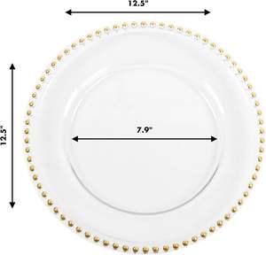 13inch Eco-Friendly Acrylic Clear Beaded Plastic Charger <b>Plates</b> Modern Luxury <b>Wedding</b> Decorative Dinner <b>Plates</b> for Table Setting - Product Image 3