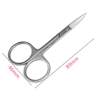 Tijeras manuales de acero inoxidable para recortar cejas y barba, diseño de cabeza redonda pequeña con hoja curva afilada, herramienta de belleza - Product Image 4