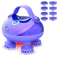 Masseur électrique du cuir chevelu avec fonction musicale, 128 nœuds de massage et 8 griffes amovibles - Grattoir pour chat imperméable, cadeau pour papa et maman