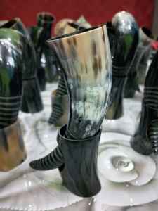 Corne à boire Viking de haute qualité corne de buffle polie Style Animal religieux support en fer décorations de noël artisanat naturel - Product Image 2