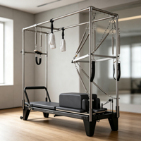 BSW Reformer Pilates 3-en-1 à rail complet noir, lit de Pilates multifonctionnel pour la maison