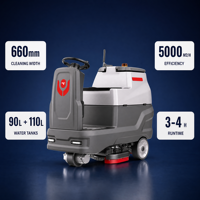 CleanHorse ARES700 24V Mesin Penggosok Lantai Otomatis dengan Squeegee 1000mm untuk Restoran, Terowongan, Sekolah
