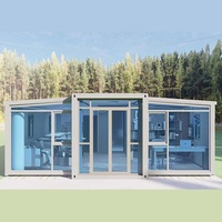 Maison préfabriquée extensible de luxe en conteneur plat 20ft 40ft, villa 2 chambres, maison mobile portable, boutique postmoderne