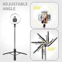 Bâton de selfie portable Q05S avec anneau lumineux LED 8 ''1.6M trépied 3-en-1 lampe de studio de lumière de remplissage pour la diffusion en direct pour la photographie