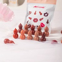 Kit de Maquillage KS-ONE : Ensemble Rouge à Lèvres et Gloss Effet Miroir en Forme de Gourde, avec Petit Pendentif Mignon, Taille Standard, Waterproof, à Base de Plantes