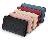 Dompet Kartu Kulit Asli Berkualitas Tinggi Baru Tas Tangan Wanita Grosir Harga Rendah Penutup Ritsleting Menerima Desain Kustom