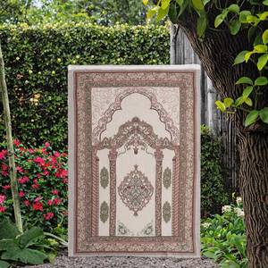Wholesale portable Islamic <b>prayer</b> rug, jacquard sejadah <b>mat</b> with tassels, use in bedrooms, outdoor spaces, as a rug liner for - Product Image 3