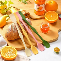 Spatule-cuillère mini en silicone double extrémité, à long manche, résistante à la chaleur, antiadhésive, antidérapante et écologique pour la vente en gros
